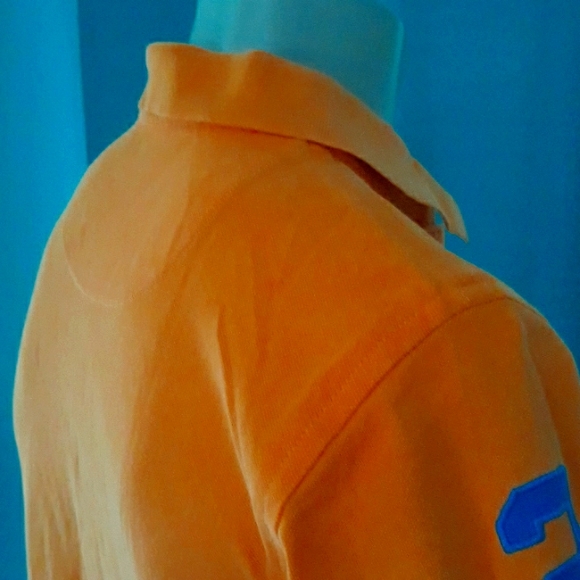 U. S. Polo Assoc. orange and turquoise 2 button polo. Small - Picture 8 of 9